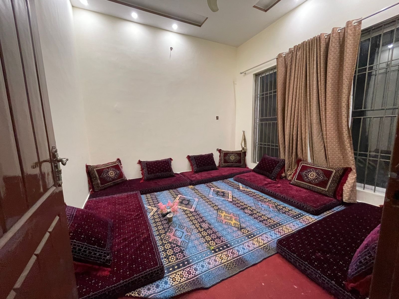 Traditional floor seating baithak